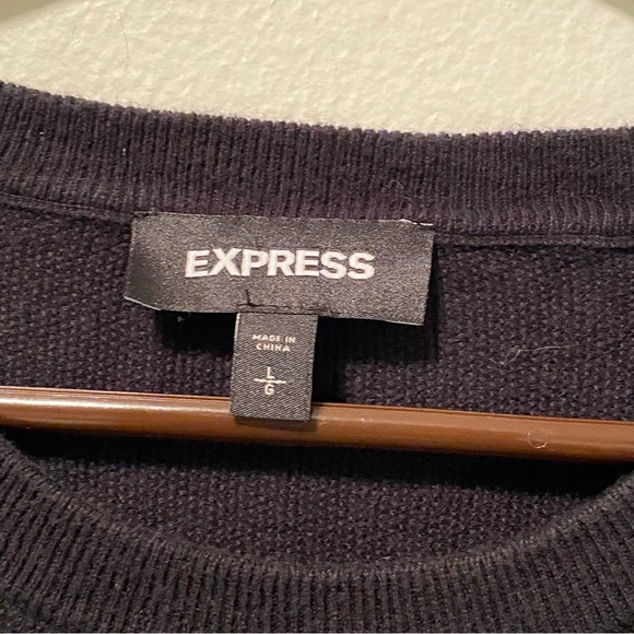 Express Sweater Mens Size L Pull Over LongSleeve Blue Gray - Picture 3 of 9